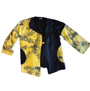 Vintage Yellow Black Artsy 80s Blazer Xl